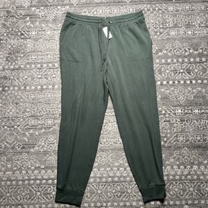 Soma NWT Weekend WKND Brushed Terry Jogger Pants Large Olive Green Loungewear